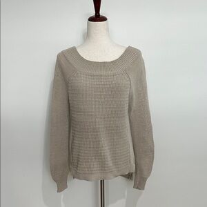Veronica Beard Taupe Cotton Blend Crew Neck Sweater Size Small